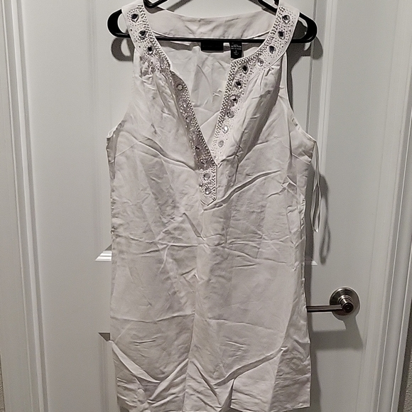 New York & Company Dresses & Skirts - New York & Company Ivory Embellished Linen Dress